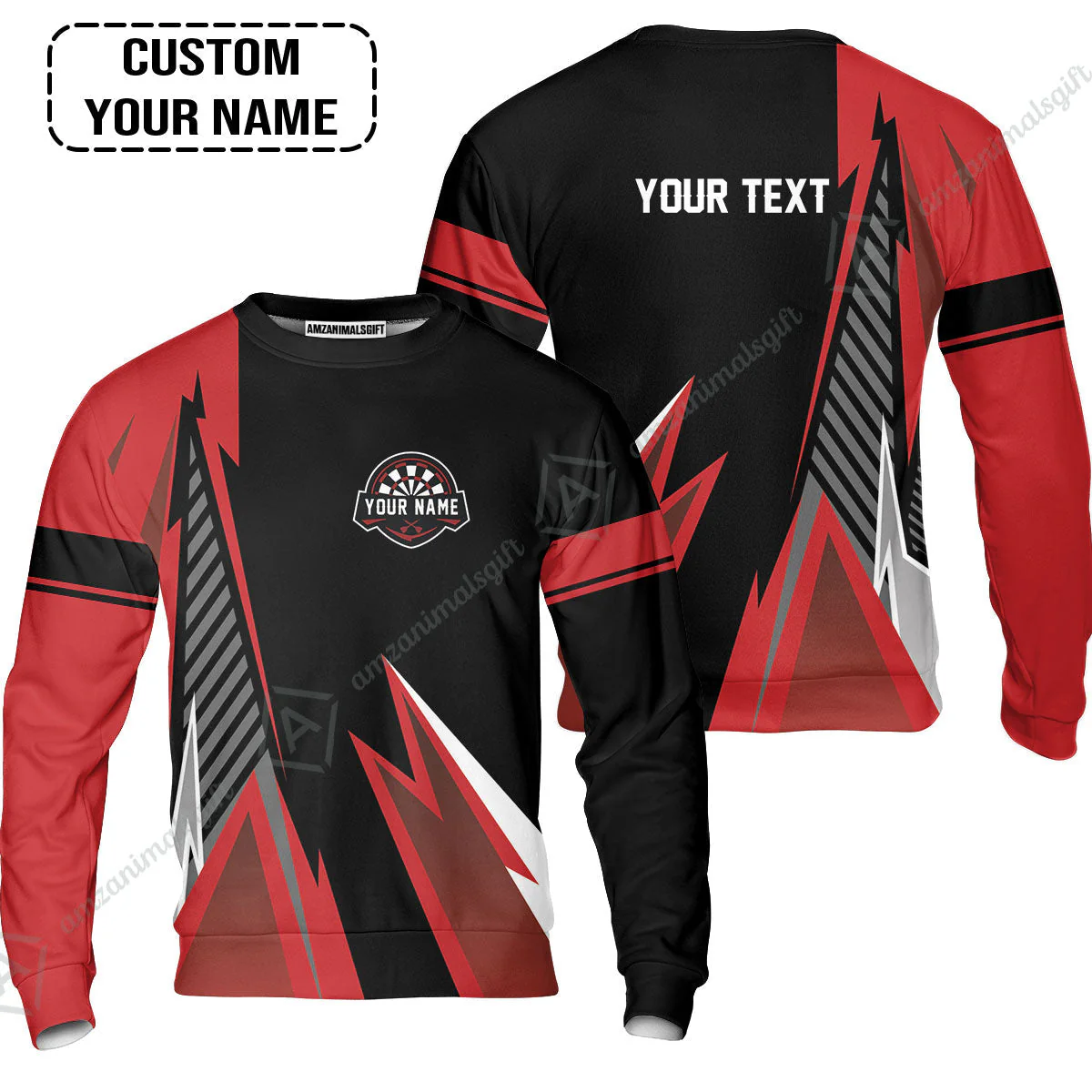 Customized Name & Text Darts Sweatshirt, Personalized Name Darts Sweatshirt