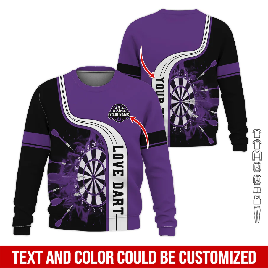 Customized Name & Text Darts Sweatshirt, Personalized Name Love Dart Sweatshirt For Men & Women - Gift For Darts Lovers, Darts Players - Image 12