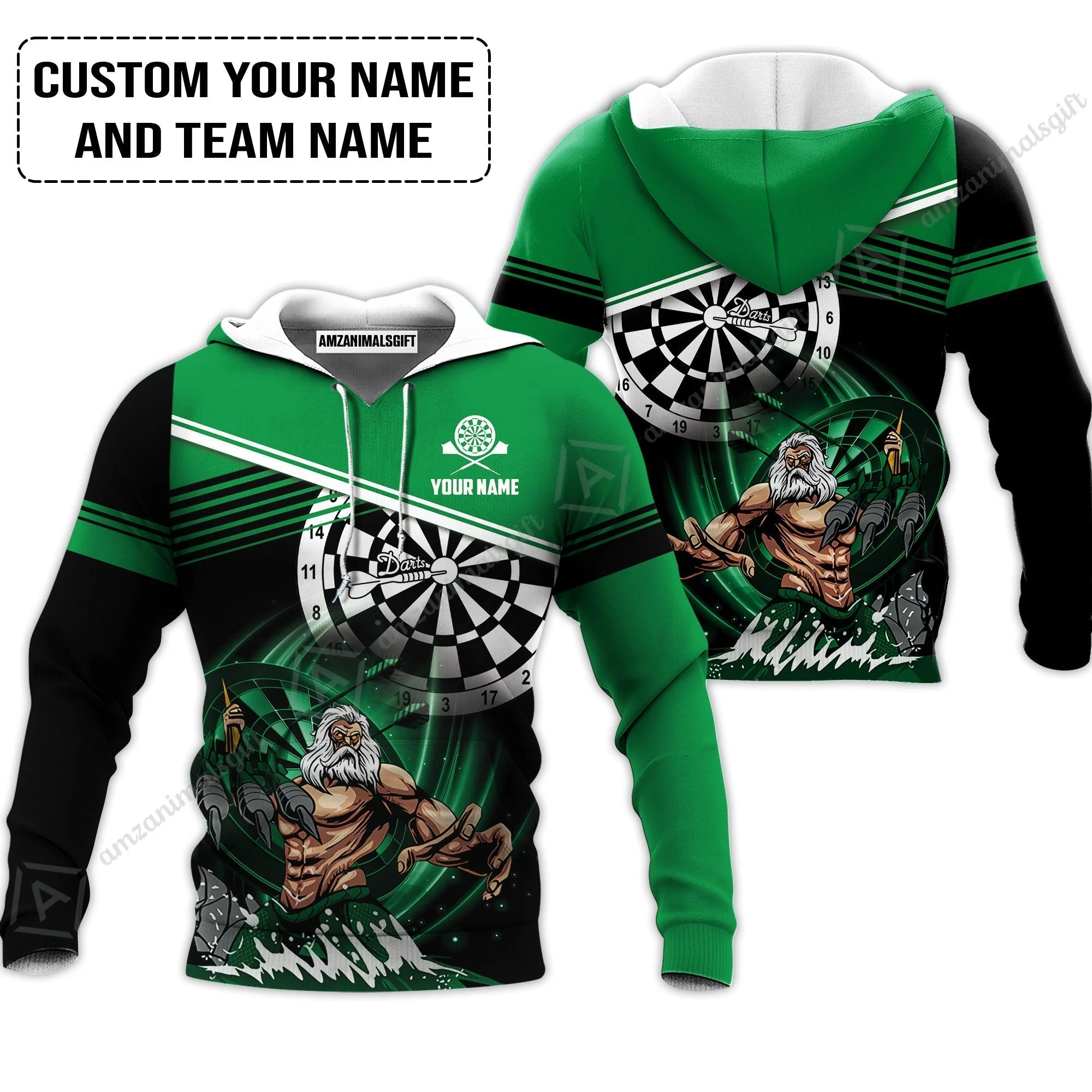 Customized Name & Text Darts Sweatshirt, Personalized Name Poseidon Darts Sweatshirt - Image 3