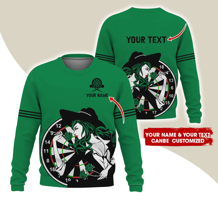 Customized Name & Text Darts Sweatshirt, Personalized Name Sexy Girl Plays Darts Sweatshirt For Men & Women - Gift For Darts Lovers, Darts Players - Image 10
