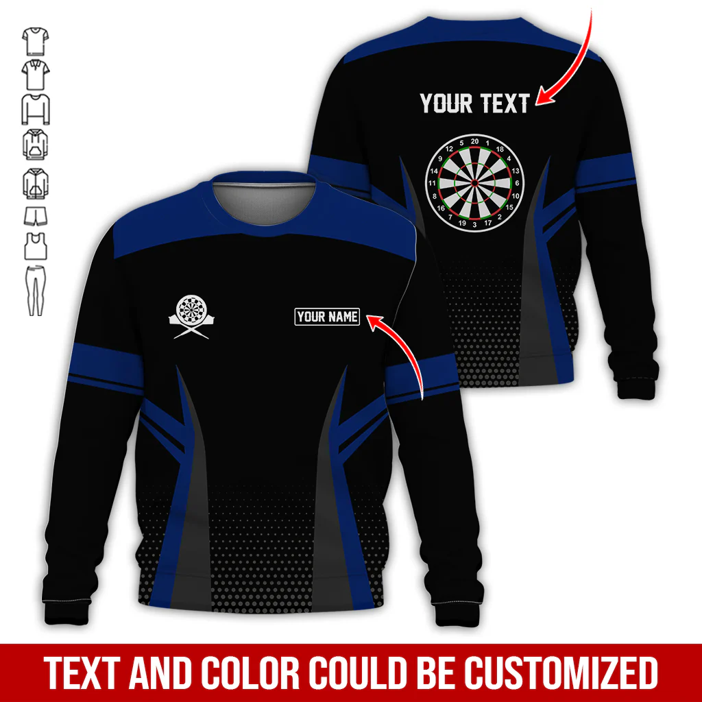 Customized Name & Text Darts Sweatshirt, Personalized Name & Text Darts Sweatshirt For Men & Women - Gift For Darts Lovers, Darts Players - Image 3