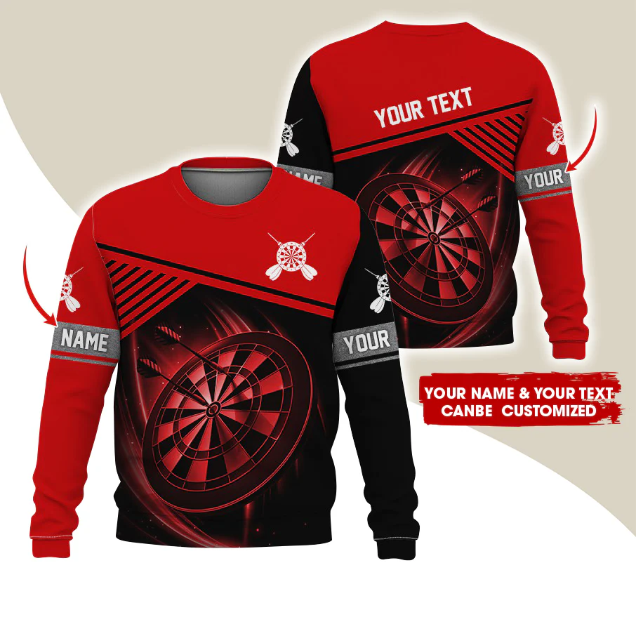 Customized Name & Text Darts Sweatshirt, Personalized Name & Text Sweatshirt For Men & Women - Gift For Darts Lovers, Darts Players - Image 3