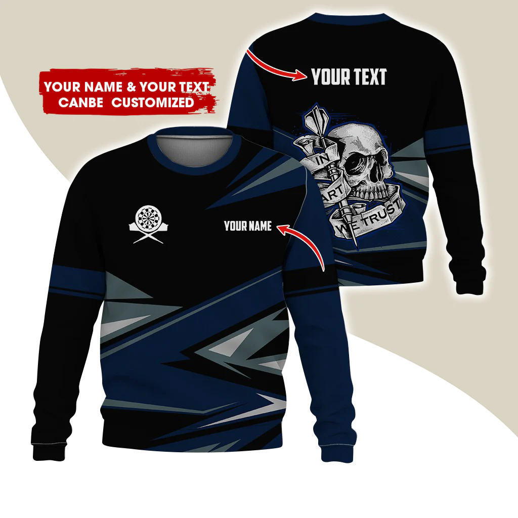 Customized Name & Text Darts Sweatshirt, Personalized Skull Darts Sweatshirt For Men & Women - Gift For Darts Lovers, Darts Players - Image 8