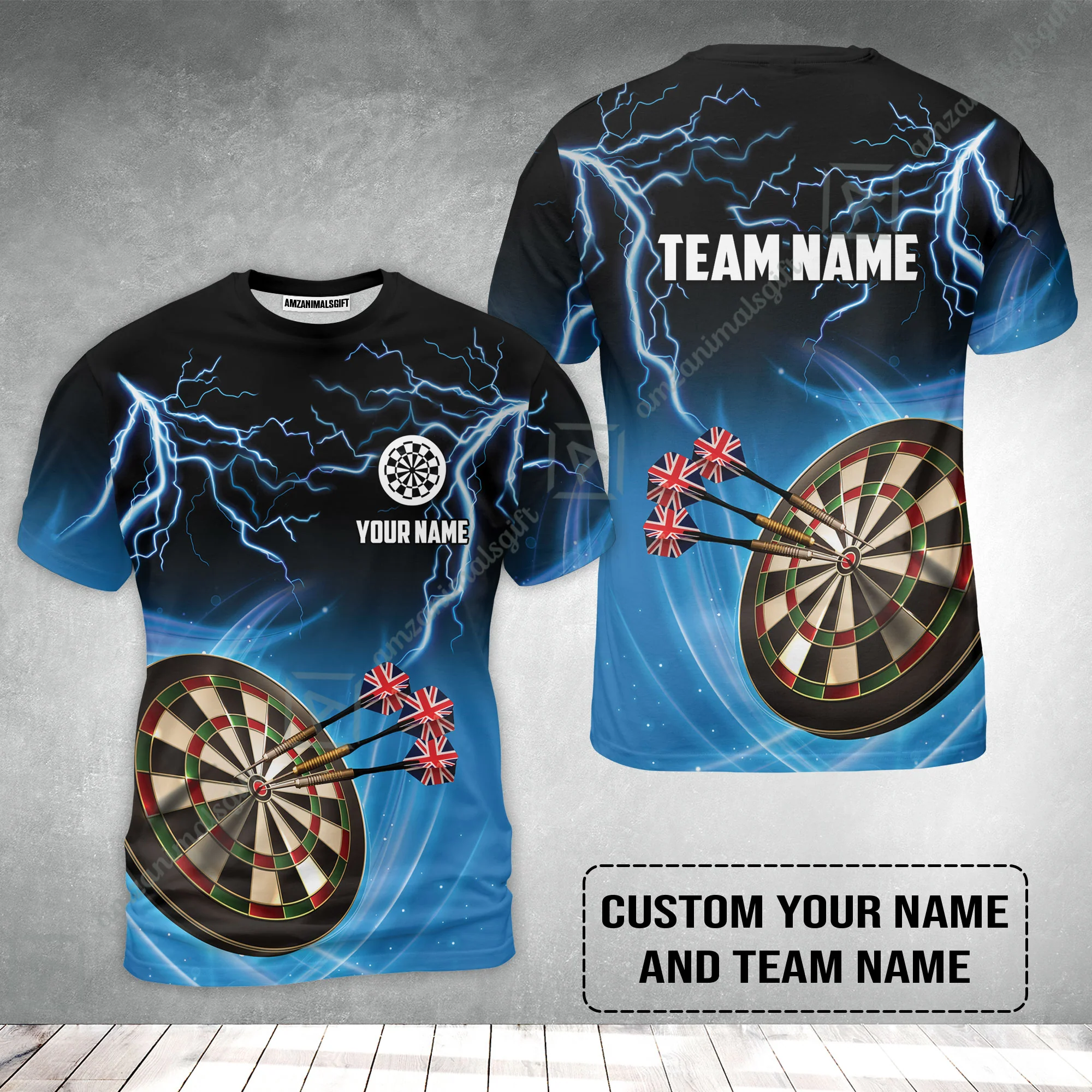 Customized Name & Text Darts T-Shirt, Kingdom of England Darts Personalized Darts T-Shirt - Image 2