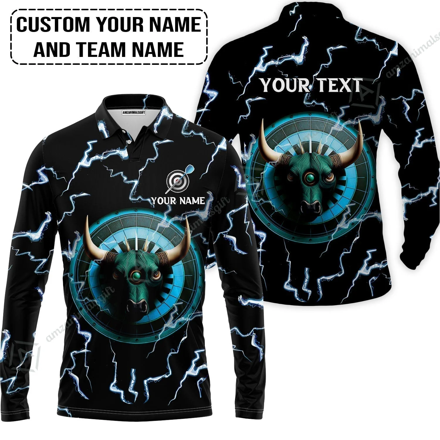 Customized Name & Text Darts T-Shirt, Personalized Name Bullseye Dartboard T-Shirt - Image 6