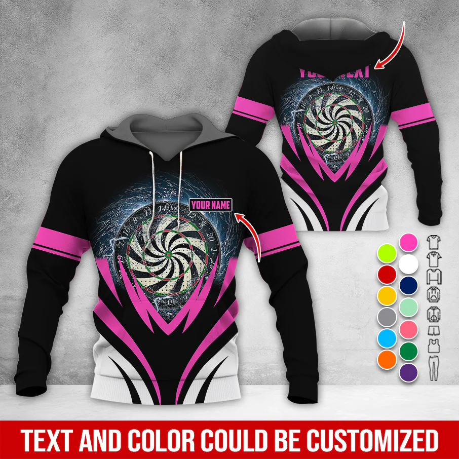 Customized Name & Text Darts Thunder Premium Hoodie, Thunder Vortex Darts Pattern Hoodie, Perfect Gift For Darts Lovers, Friend, Family - Image 7