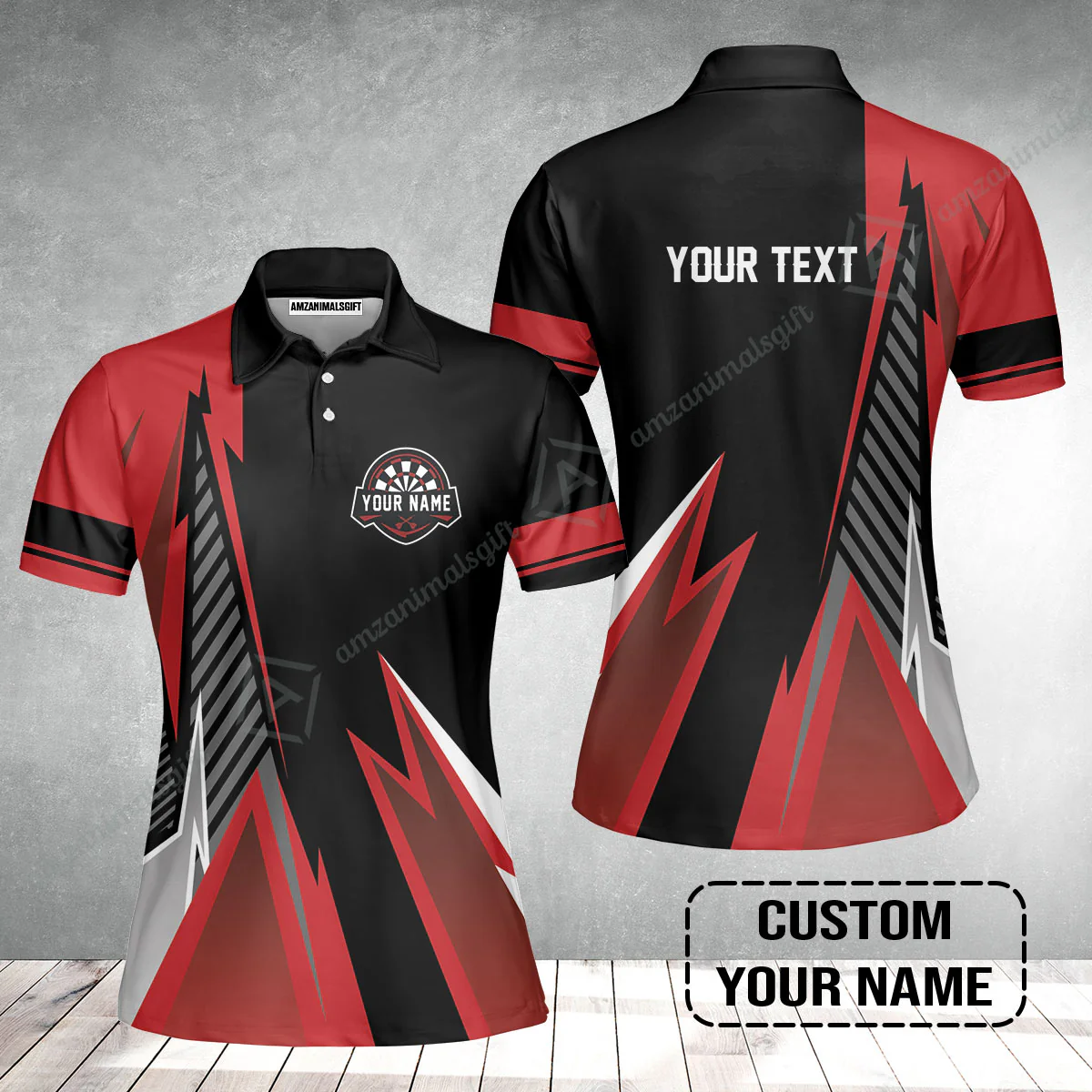 Customized Name & Text Darts Women Polo Shirt, Personalized Name Darts Women Polo Shirt - Image 2