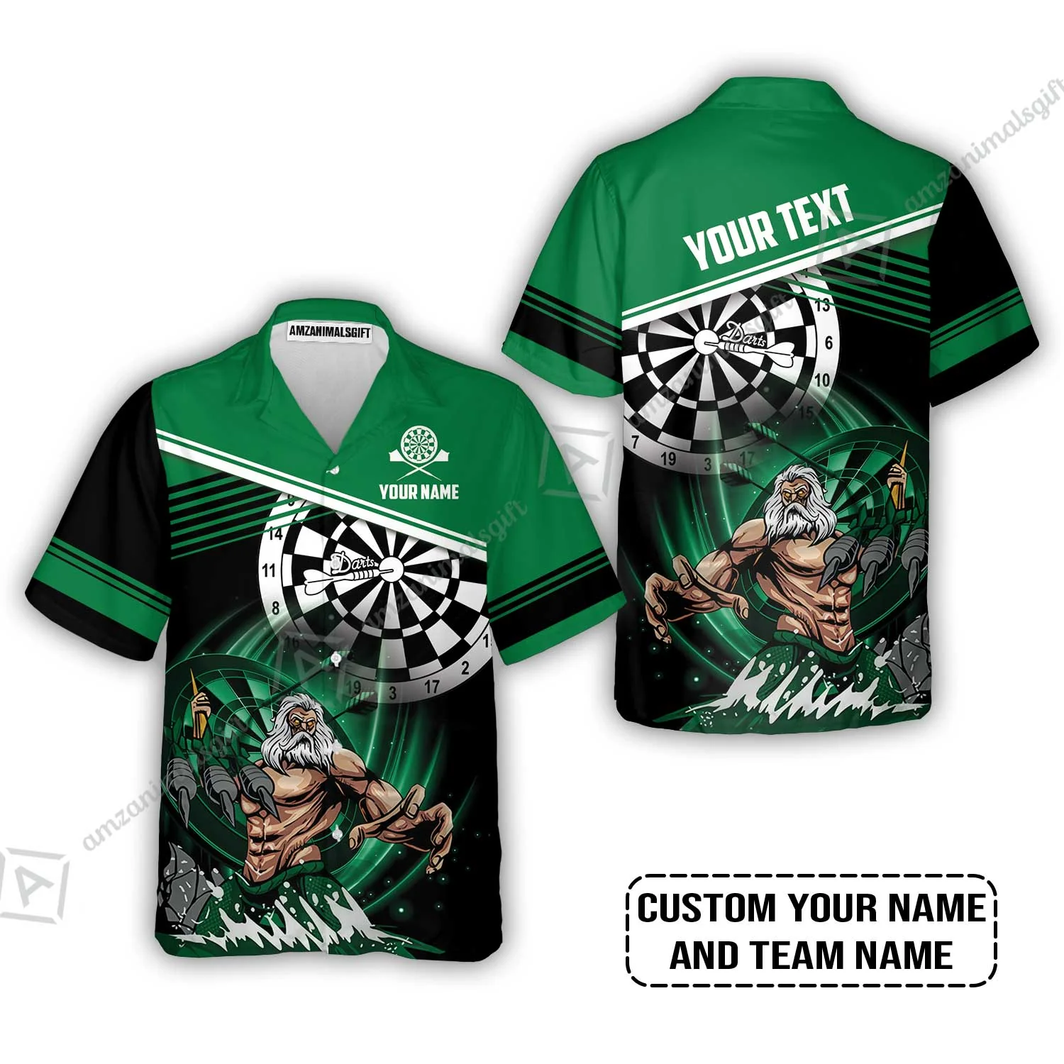 Customized Name & Text Darts Zip Polo Shirt, Personalized Name Poseidon Darts Zip Polo Shirt - Image 7