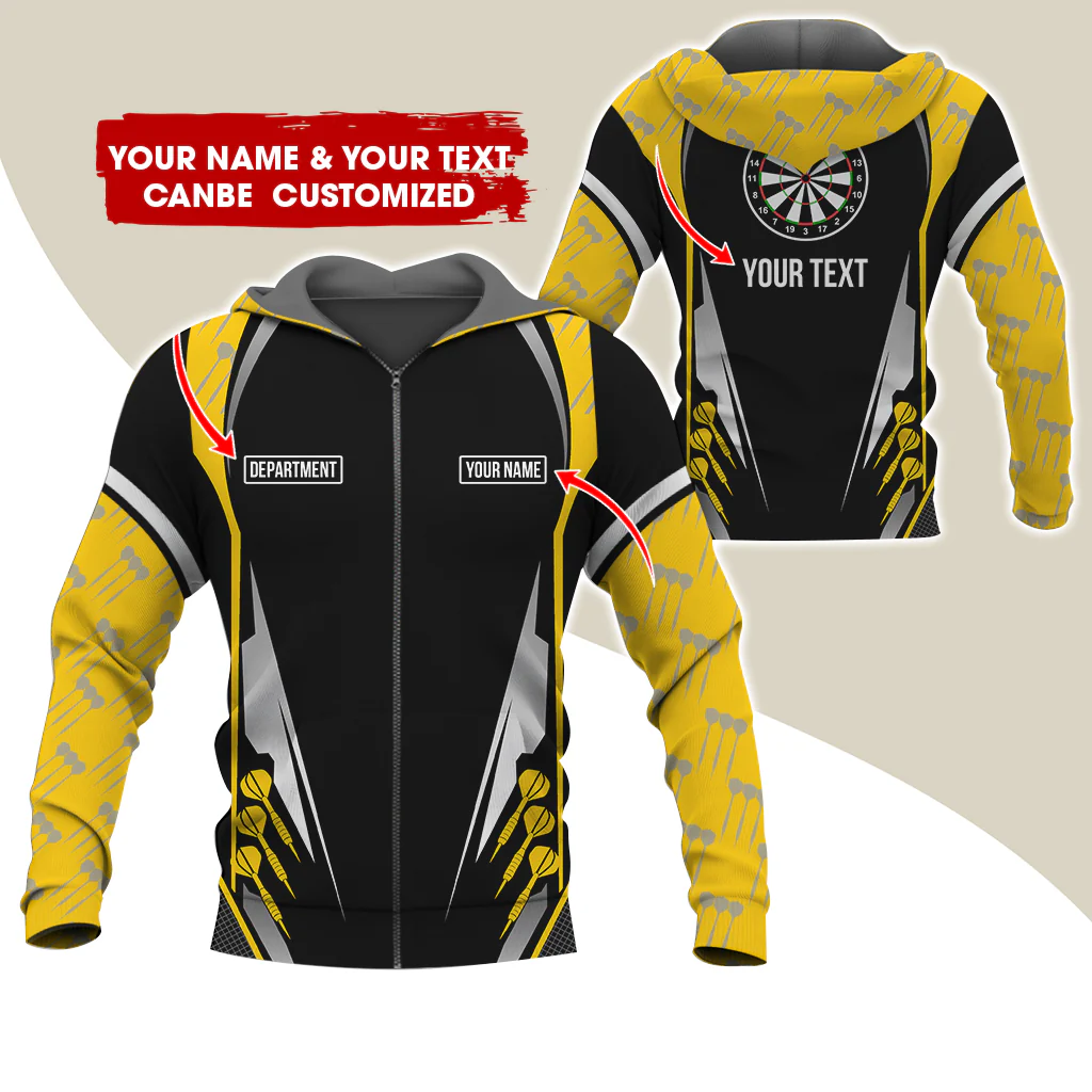 Customized Name, Text & Department Darts Premium Zip Hoodie, Personalized Darts Zip Hoodie For Men & Women - Gift For Darts Lovers, Darts Players - Image 5