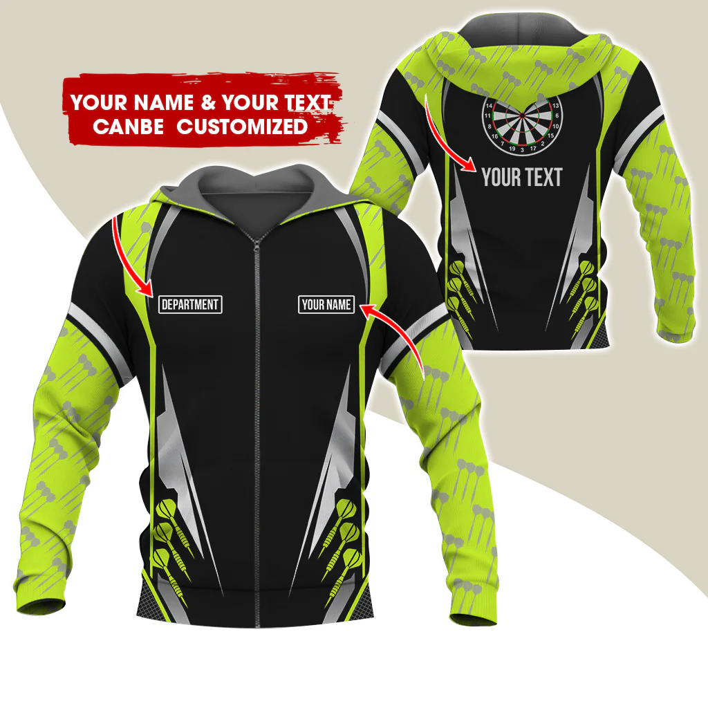 Customized Name, Text & Department Darts Premium Zip Hoodie, Personalized Darts Zip Hoodie For Men & Women - Gift For Darts Lovers, Darts Players - Image 7