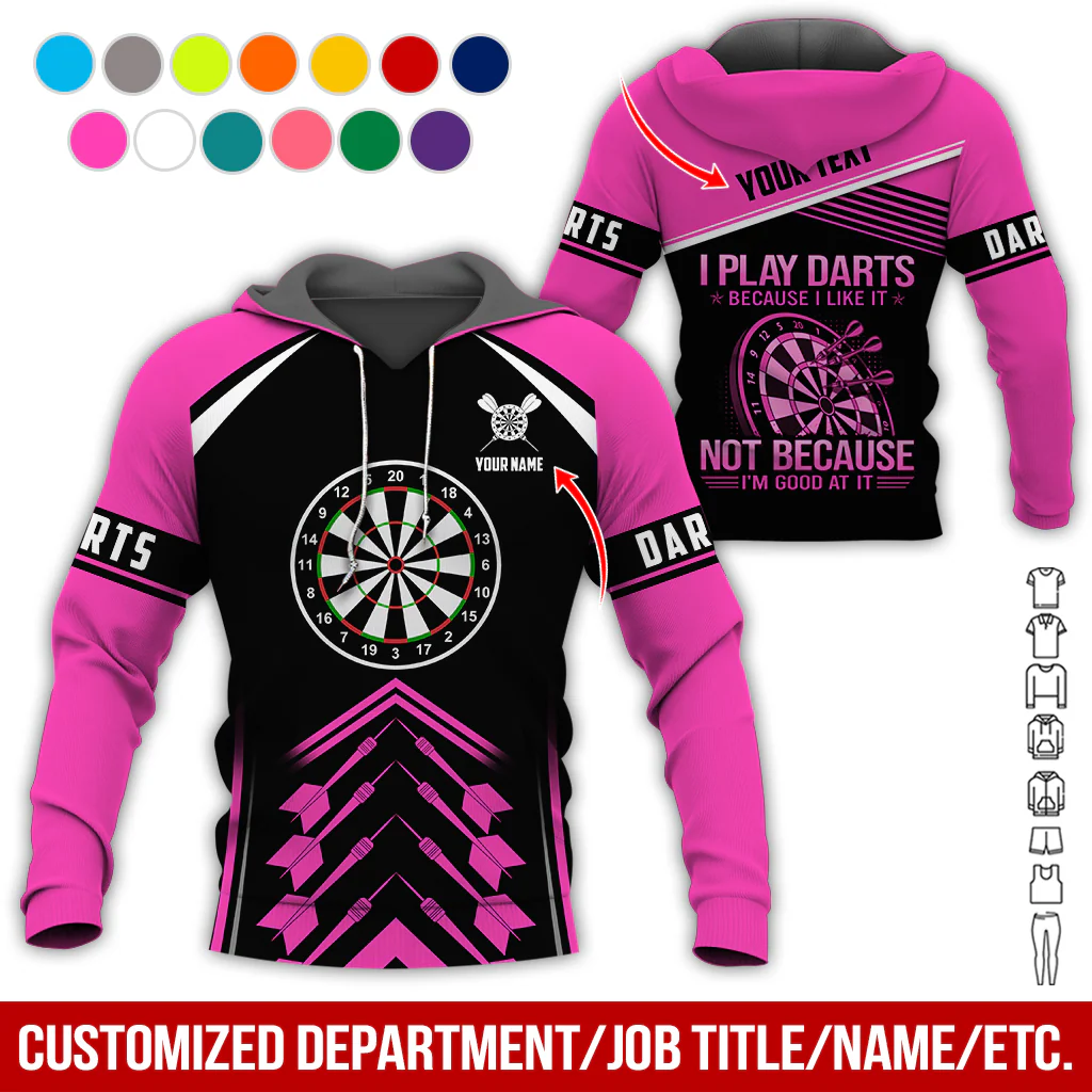 Customized Name & Text & Text Darts Premium Hoodie, I Play Darts Because I Like It Hoodie For Men & Women, Perfect Gift For Darts Lovers, Friend, Family - Image 11