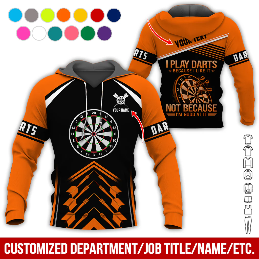 Customized Name & Text & Text Darts Premium Hoodie, I Play Darts Because I Like It Hoodie For Men & Women, Perfect Gift For Darts Lovers, Friend, Family - Image 12