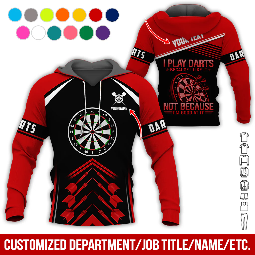 Customized Name & Text & Text Darts Premium Hoodie, I Play Darts Because I Like It Hoodie For Men & Women, Perfect Gift For Darts Lovers, Friend, Family - Image 5
