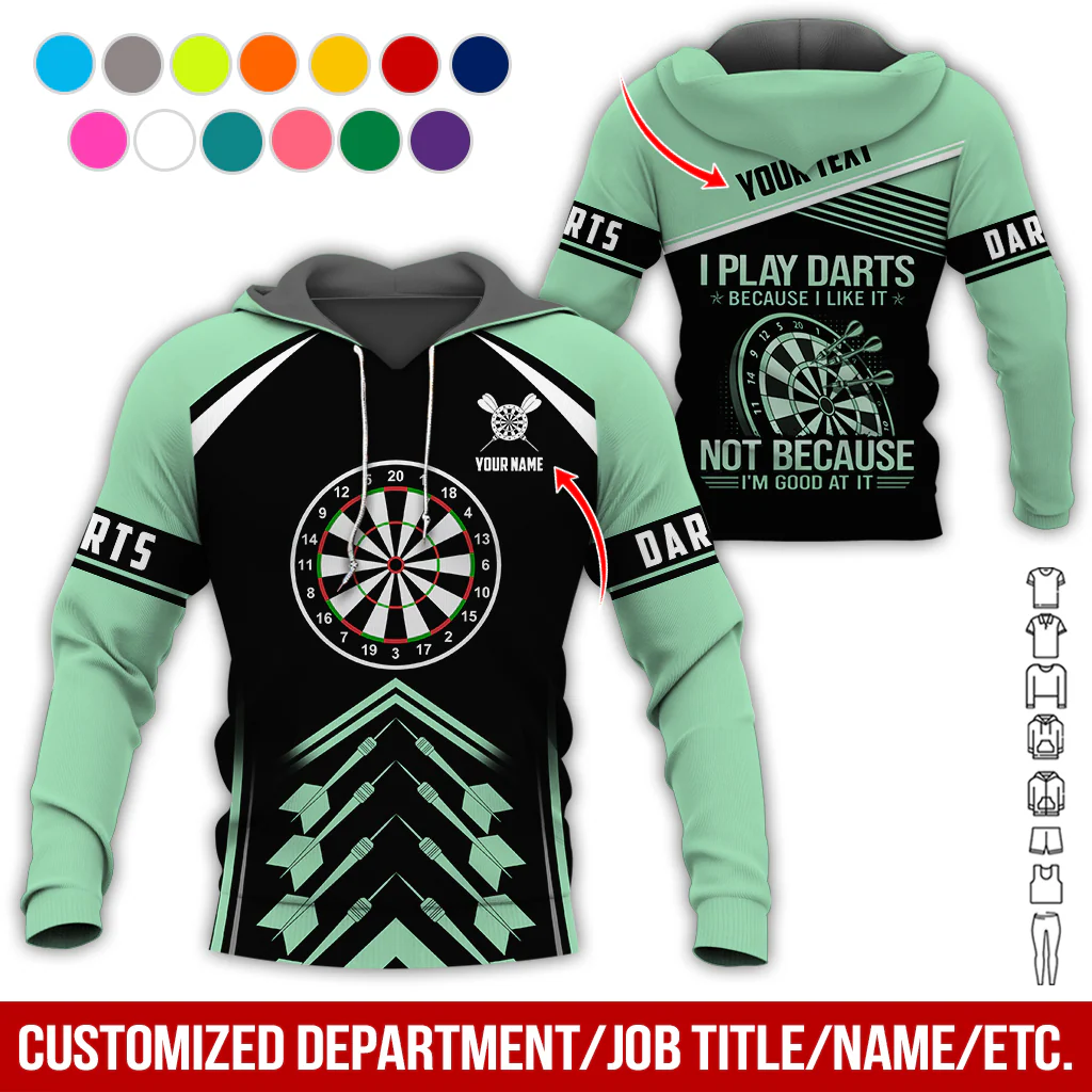 Customized Name & Text & Text Darts Premium Hoodie, I Play Darts Because I Like It Hoodie For Men & Women, Perfect Gift For Darts Lovers, Friend, Family - Image 6