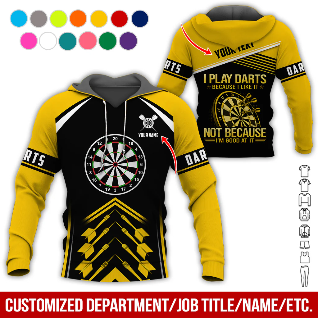 Customized Name & Text & Text Darts Premium Hoodie, I Play Darts Because I Like It Hoodie For Men & Women, Perfect Gift For Darts Lovers, Friend, Family - Image 7
