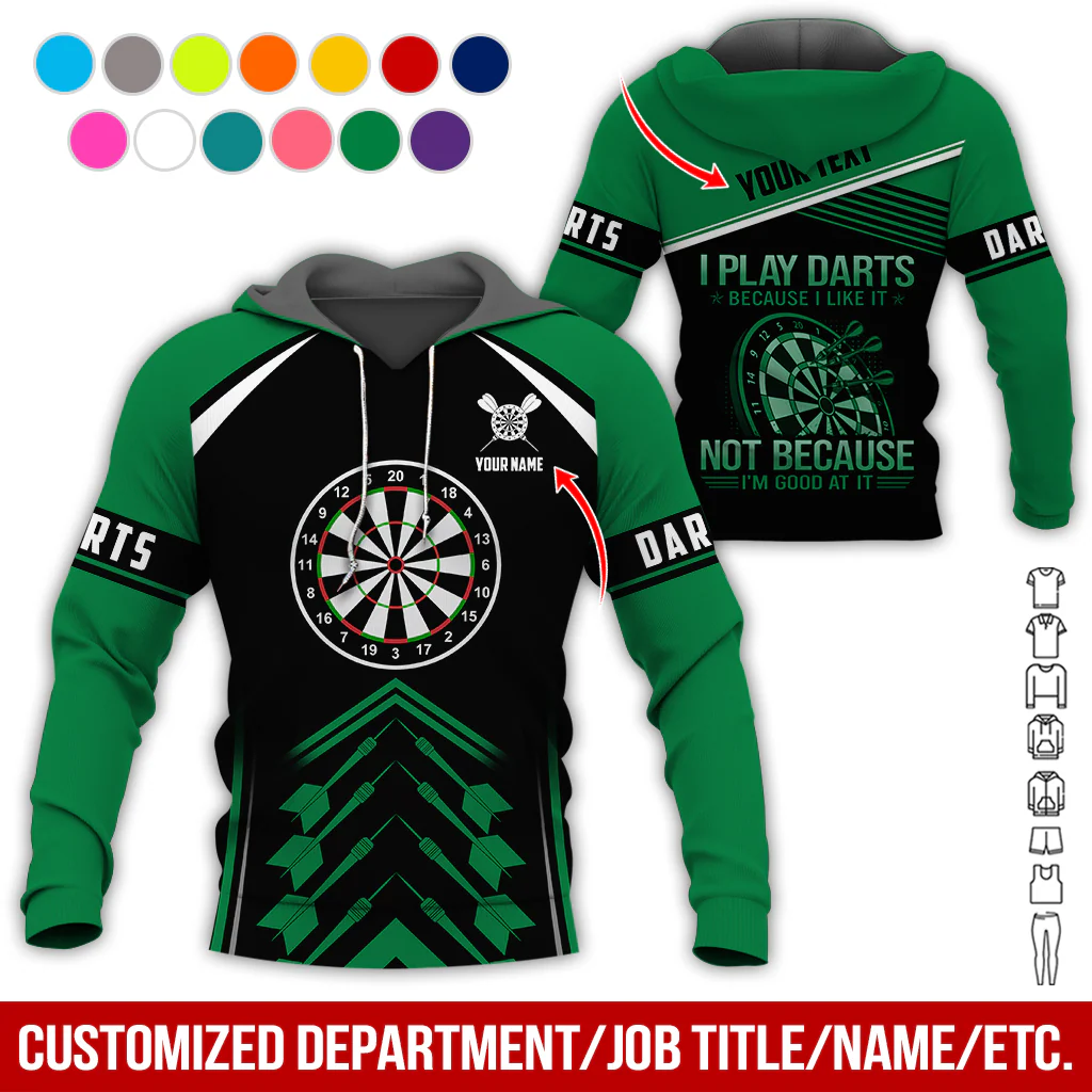Customized Name & Text & Text Darts Premium Hoodie, I Play Darts Because I Like It Hoodie For Men & Women, Perfect Gift For Darts Lovers, Friend, Family - Image 8