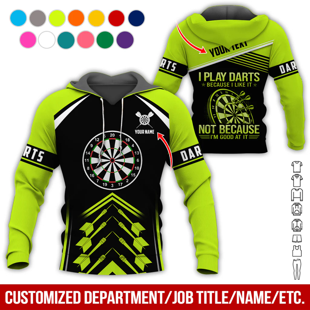 Customized Name & Text & Text Darts Premium Hoodie, I Play Darts Because I Like It Hoodie For Men & Women, Perfect Gift For Darts Lovers, Friend, Family - Image 9