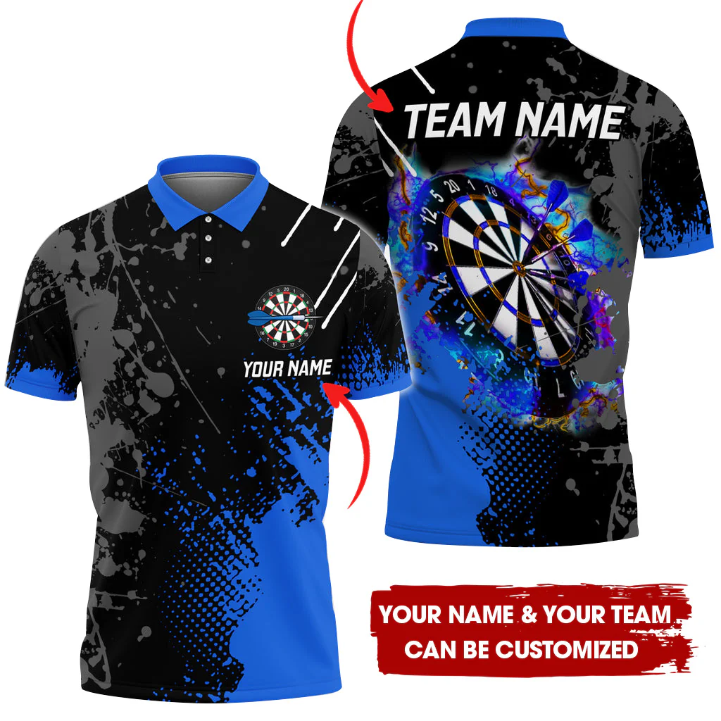 Customized Paint Style Darts Men Polo Shirt, Custom Darts For Team Polo Shirt For Men, Perfect Gift For Darts Lovers, Darts Players - Image 3