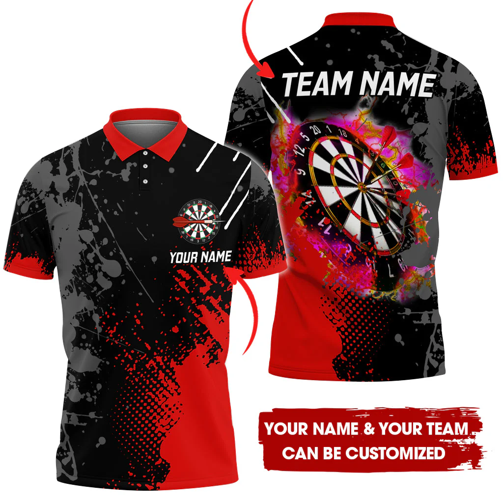 Customized Paint Style Darts Men Polo Shirt, Custom Darts For Team Polo Shirt For Men, Perfect Gift For Darts Lovers, Darts Players - Image 4
