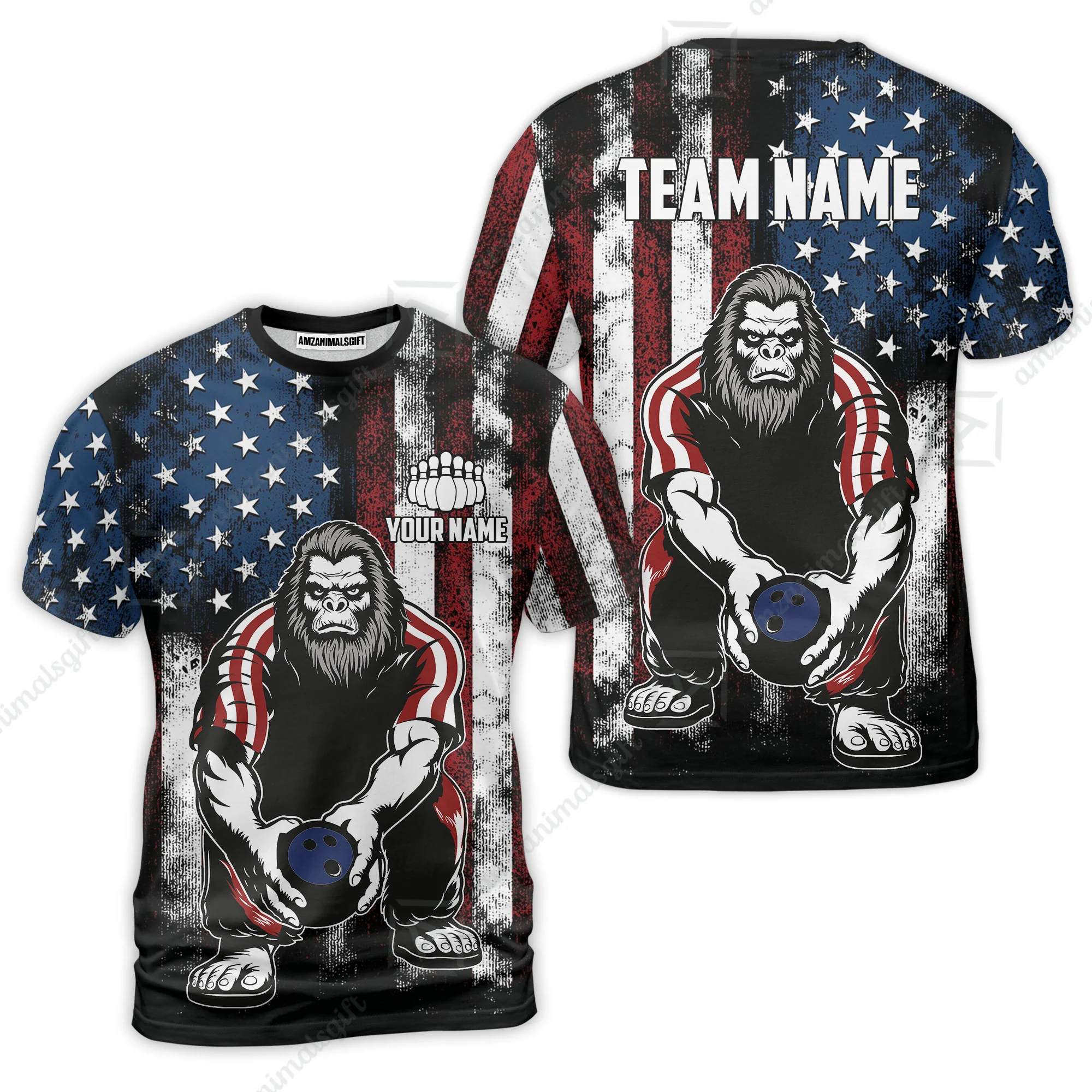 Customized Patriotic Bowling Polo Shirt, Custom Bigfoot Bowling Team Jerseys Polo Shirts, Bowling uniforms, Perfect Outfit For Bowlers - Image 5