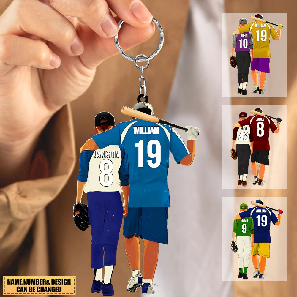 Customized Photo Baseball Acrylic Christmas Acrylic Keychain Gift For Baseball Lovers - Gift For Baseball Player, Dad, Son, Coach - Image 3