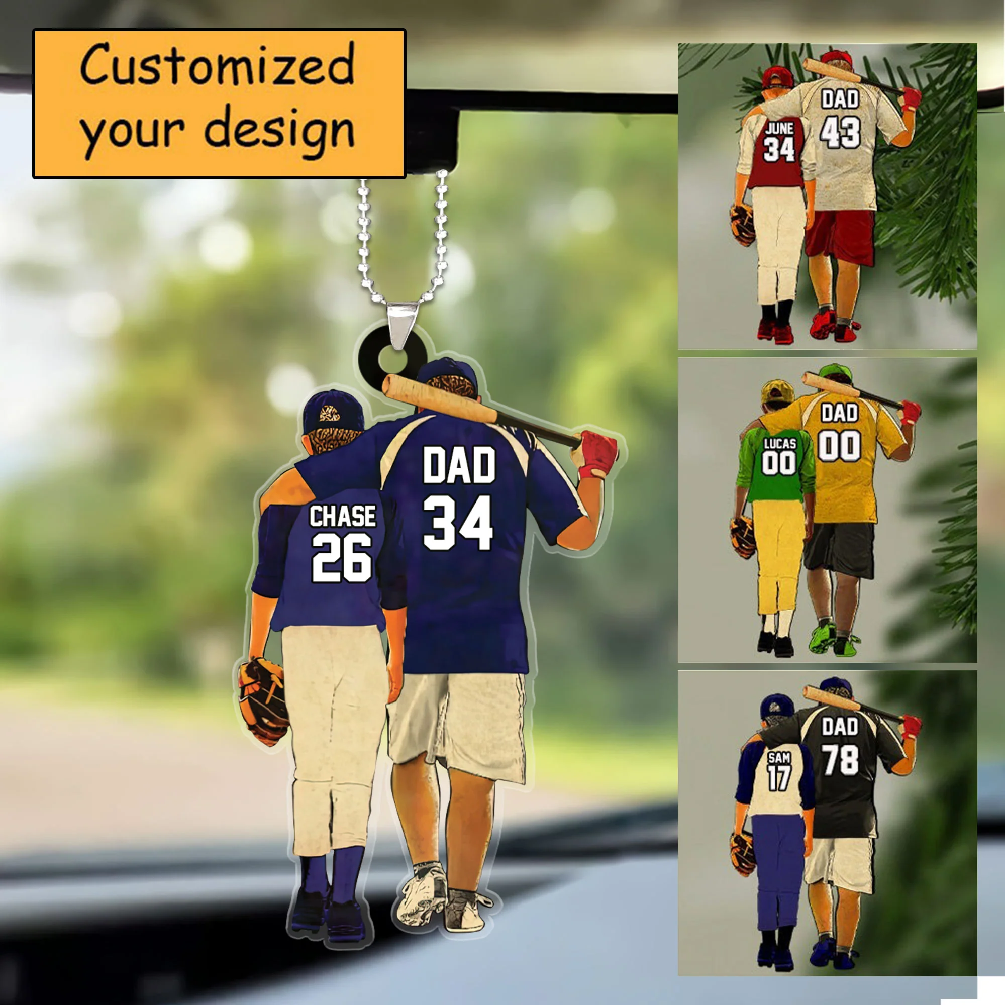 Customized Photo Baseball Players Dad & Son Christmas Acrylic Keychain Gift For Baseball Lovers Dad Son Coach - Christmas Acrylic Keychain Decor - Image 5