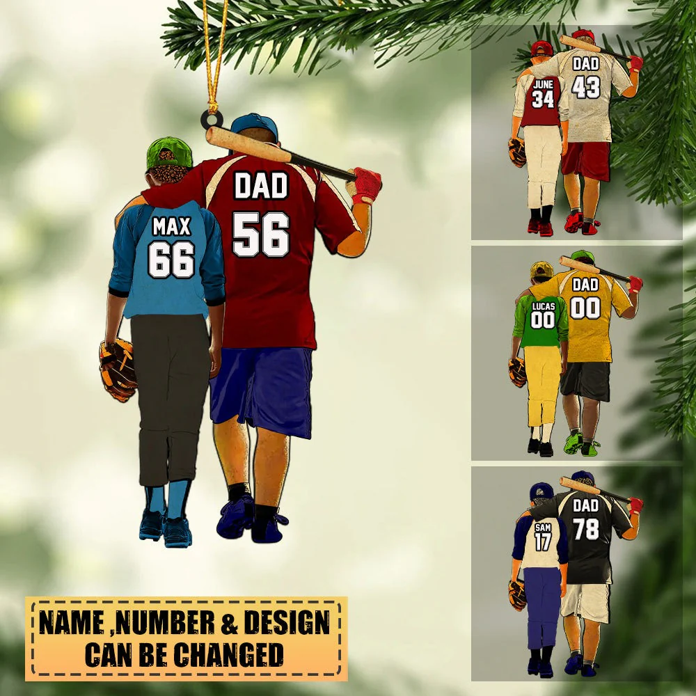 Customized Photo Baseball Players Dad & Son Christmas Acrylic Keychain Gift For Baseball Lovers Dad Son Coach - Christmas Acrylic Keychain Decor - Image 4