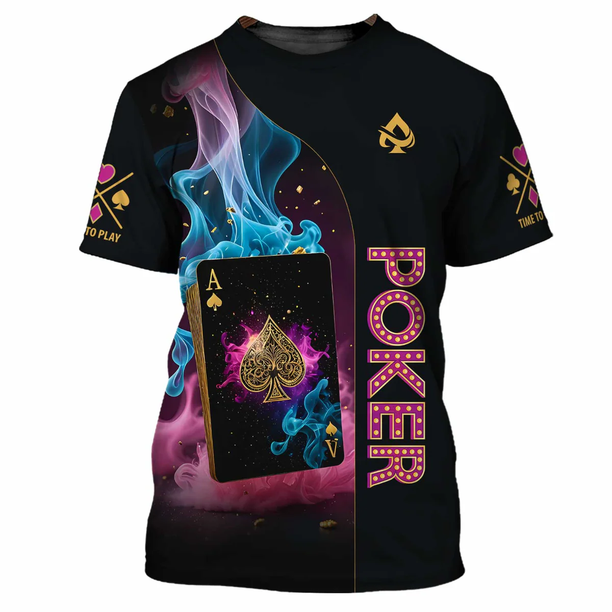 Customized Poker Shirt, Poker In Iridescent Galaxy Stardust With Dark Pink Shirts, Perfect Outfit For Poker Players - Image 2