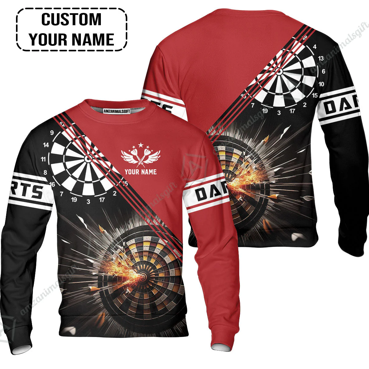 Customized Red Darts Long Polo Shirt, Custom Darts For Team Long Polo Shirt - Image 6