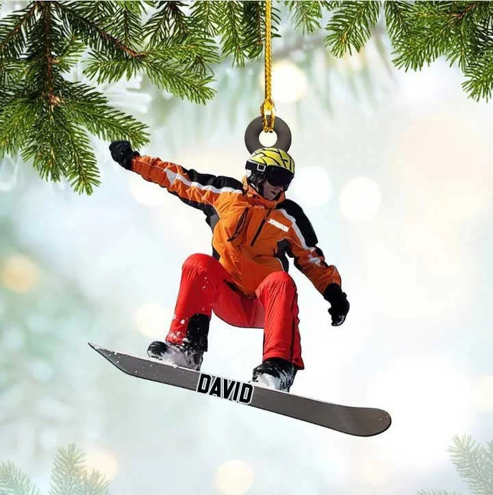 Customized Snowboarding Ornament For Women, Custom Name Skiing Acrylic Christmas Ornament For Female - Image 10