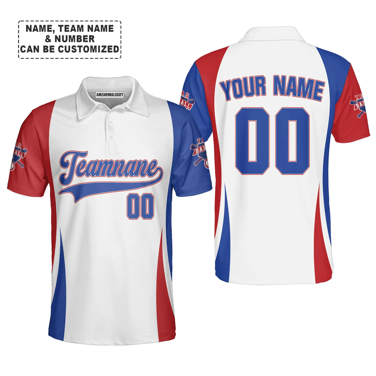 Customized Texas Baseball 2023 World Champs Men Polo Shirts, Customized Baseball Team Name White Red Polo Shirts - Image 2