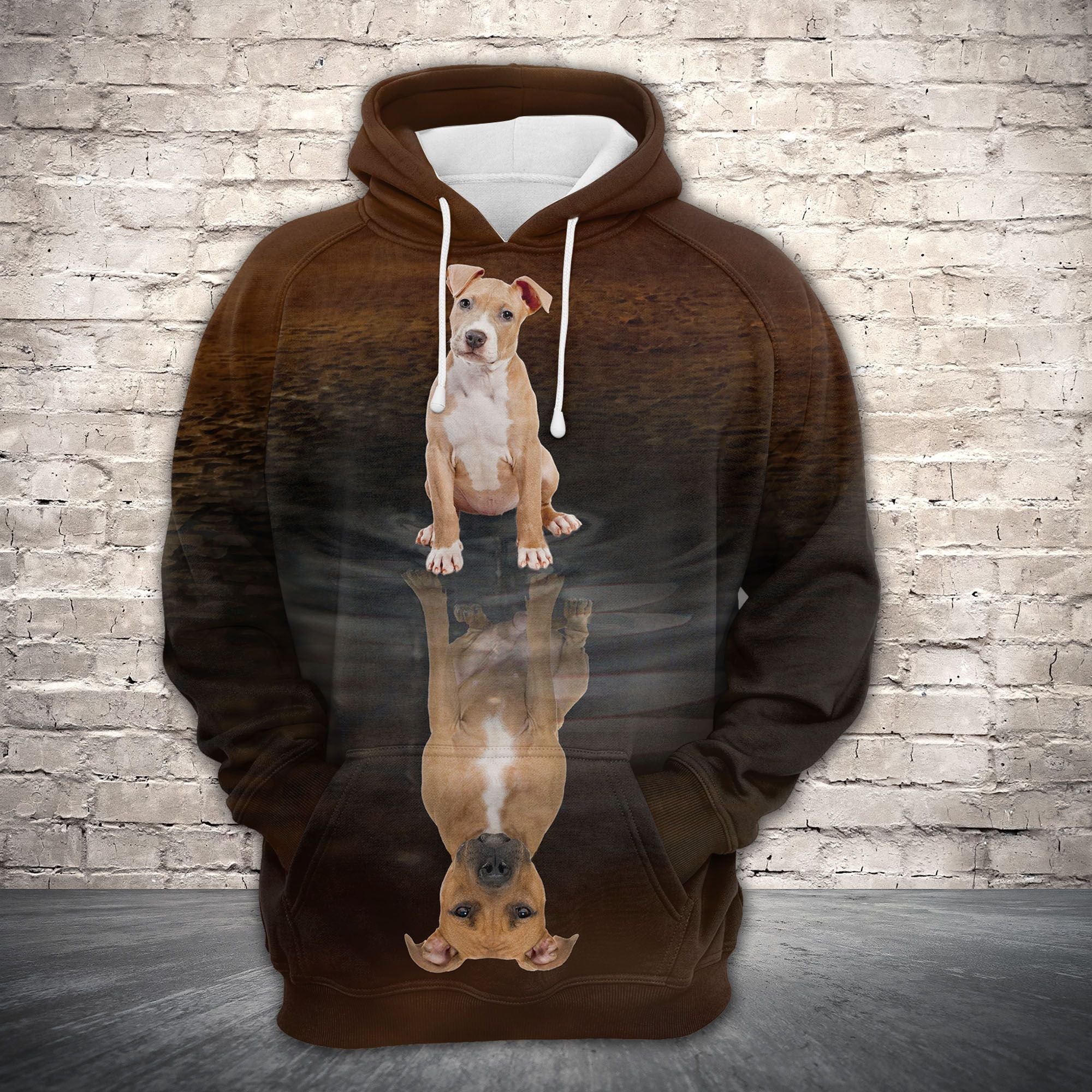 Cute American Pit Bull Terrier Reflection Pullover Premium Hoodie, Perfect Outfit For Men And Women On Christmas New Year Autumn Winter - Image 2