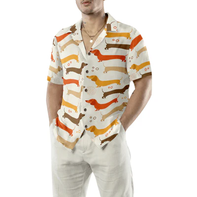 Cute Dachshund Pattern Hawaiian Shirt, Dachshund Aloha Shirt For Men - Perfect Gift For Dachshund Lovers, Husband, Boyfriend, Friend, Family - Image 4