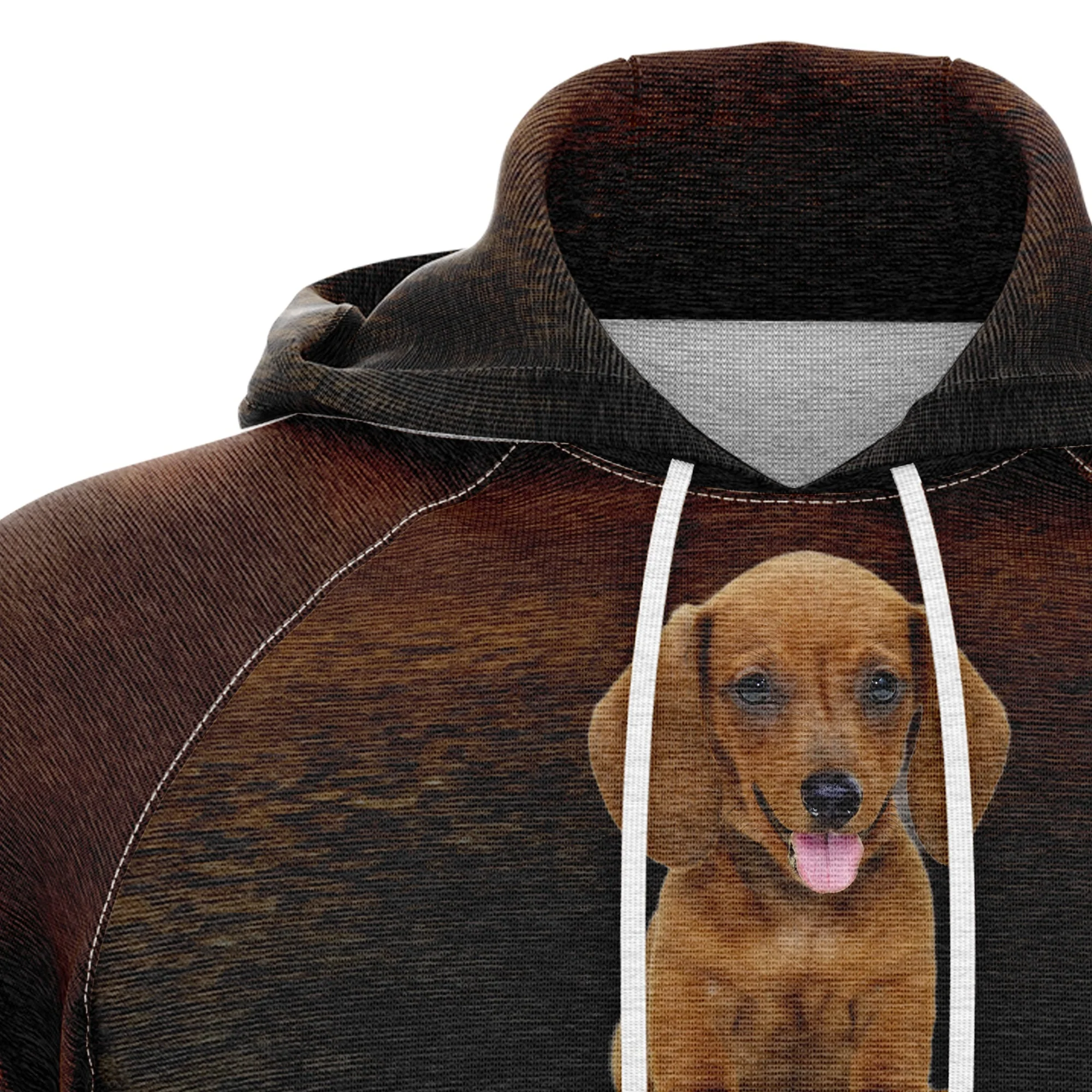 Cute Dachshund Reflection Pullover Premium Brown Hoodie, Perfect Outfit For Men And Women On Christmas New Year Autumn Winter - Image 2