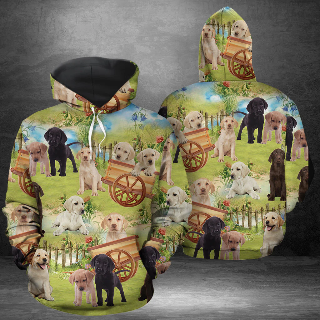 Cute Puppies Labs Pullover Premium Hoodie, Perfect Outfit For Men And Women On Christmas New Year Autumn Winter G5116 - All Over Print Unisex Hoodie - Image 3