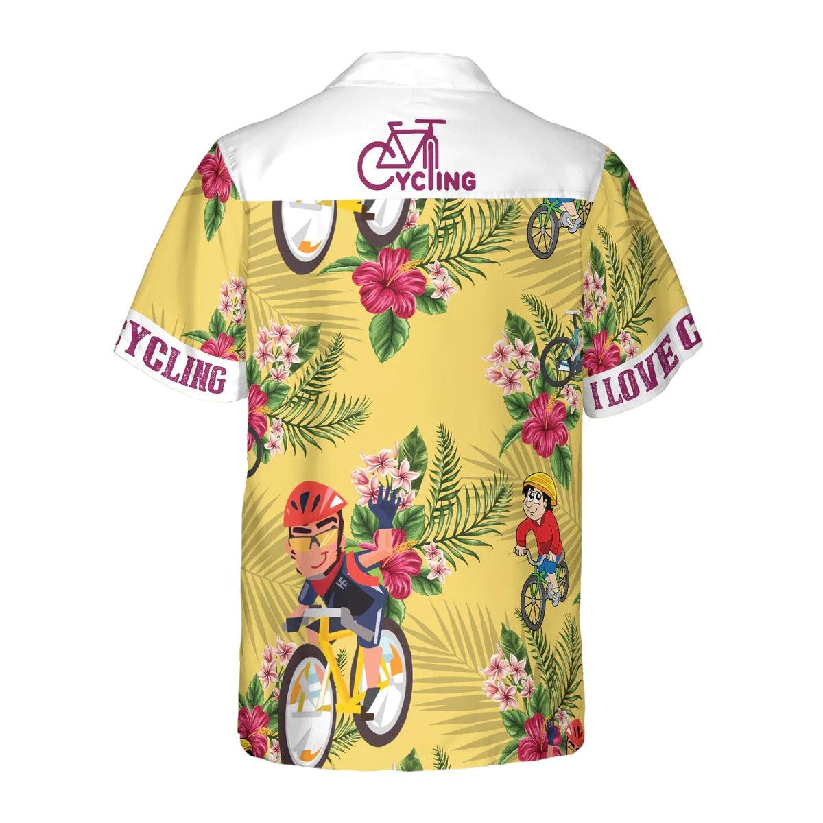 Cycling Hawaiian Shirt, Cycling Aloha Shirt, Tropical Pattern Hawaiian Shirt - Perfect Gift For Men Women, Friends, Family, Beach Lover - Image 2