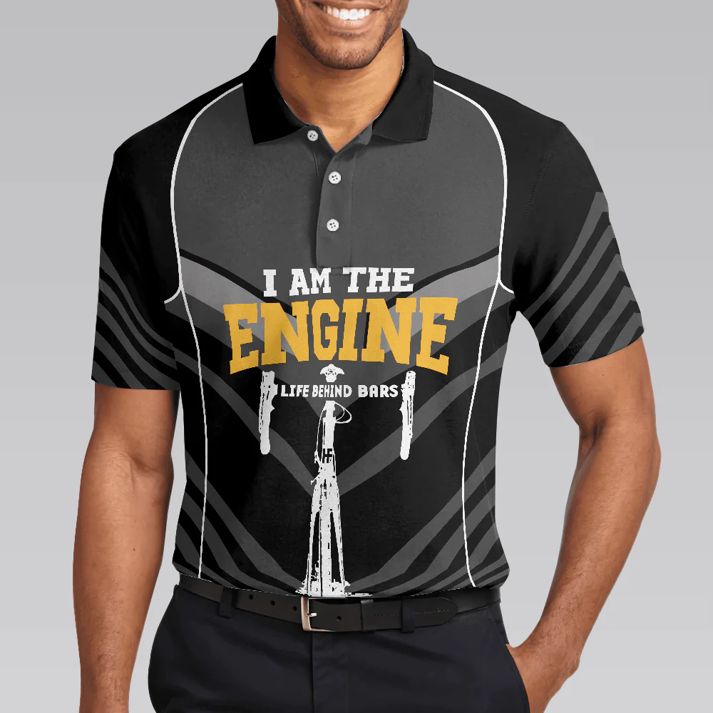 Cycling Men Polo Shirt - I Am The Engine Cycling Polo Shirt, Skeleton Cyclist Polo Shirt, Best Cycling Shirt For Men - Image 5