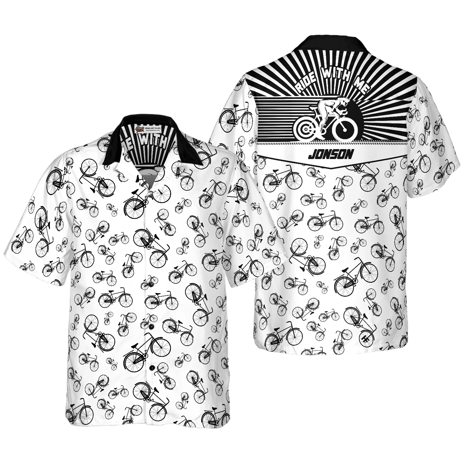 Cycling Ride Custom Name Hawaiian Shirt, Cycling Ride With Me, Personalized Colorful Summer Aloha Shirt For Men Women, Perfect Gift For Friend - Image 2