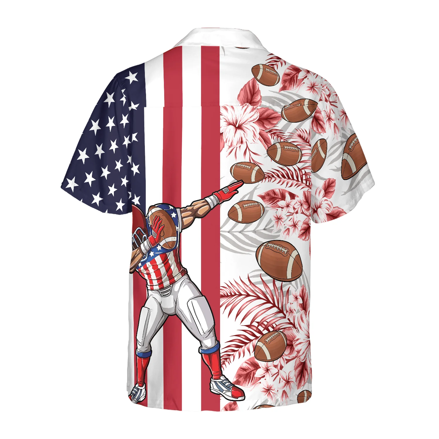 Dabbing Football American Flag Tropical Aloha Hawaiian Shirt For Summer, Colorful Hawaiian Shirt Outfit For Men Women, Gift For Friend, Team, Family - Image 2