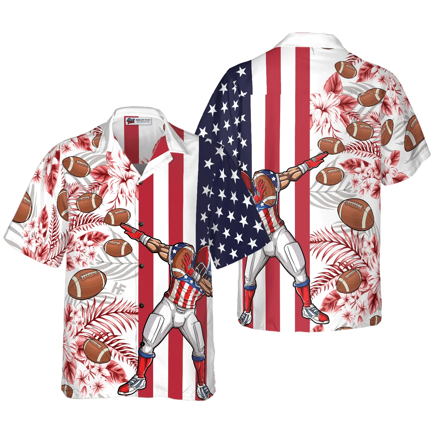Dabbing Football American Flag Tropical Aloha Hawaiian Shirt For Summer, Colorful Hawaiian Shirt Outfit For Men Women, Gift For Friend, Team, Family - Image 4
