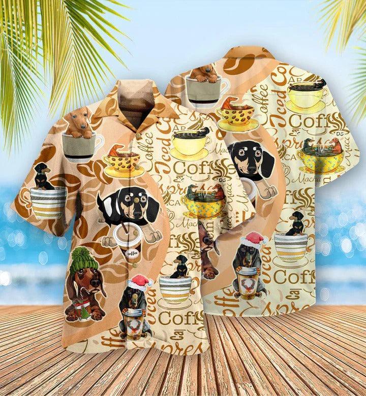 Dachshund Aloha Hawaii Shirt - Dachshund Dog Life Is Better With Dachshund And Coffee Hawaiian Shirt For Summer - Perfect Gift For Dog Lovers, Friend, Family