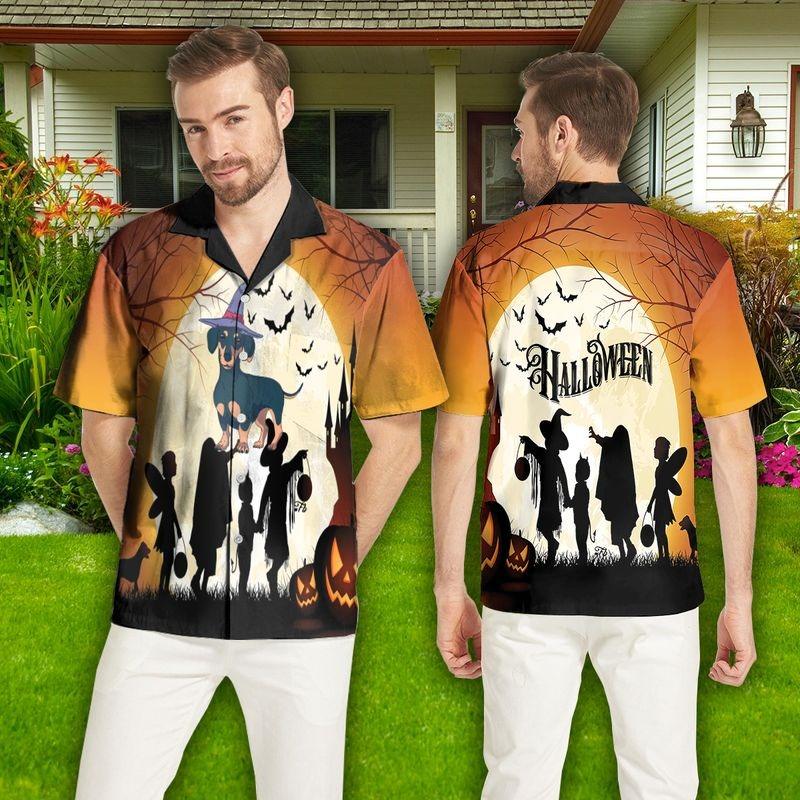 Dachshund Aloha Hawaiian Shirt - Dachshund Witch Halloween Hawaiian Shirt, Happy Halloween Day Hawaiian Shirt For Men & Women, Dachshund Lover