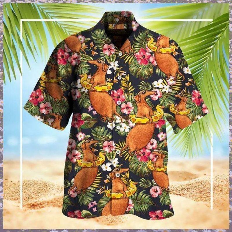 Dachshund Aloha Hawaiian Shirt - Fat Dachshund Sweet Hawaiian Shirt, Tropical Flower Shirt For Men & Women, Dachshund Lover