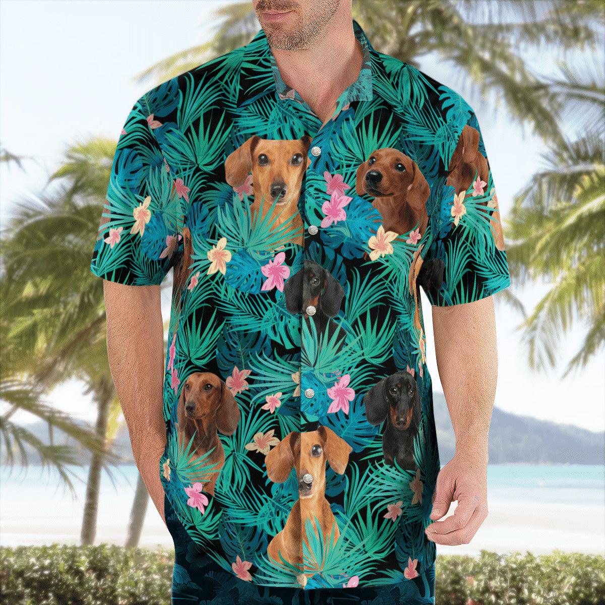 Dachshund Custom Hawaiian Shirt, Dachshund Tropical Pattern Personalized Hawaiian Shirt - Perfect Gift For Men, Women, Dog Lover, Friend, Family - Image 4