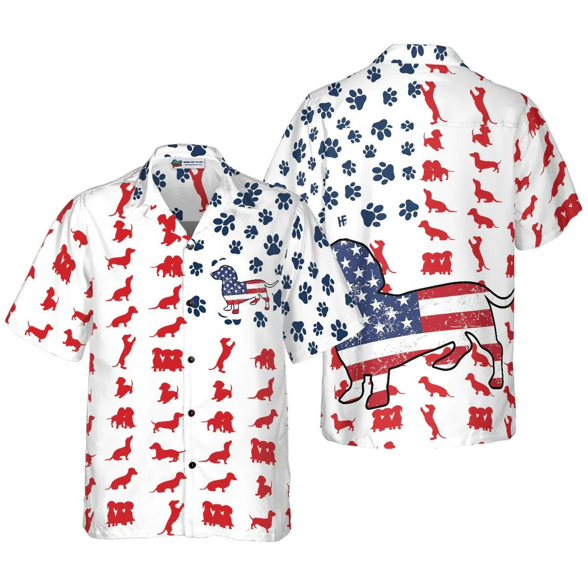 Dachshund Hawaiian Shirt, American Flag Hawaiian Shirt - Perfect Gift For Dachshund Lover, Friend, Family