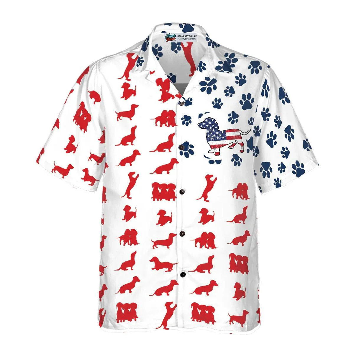 Dachshund Hawaiian Shirt, American Flag Hawaiian Shirt - Perfect Gift For Dachshund Lover, Friend, Family - Image 2