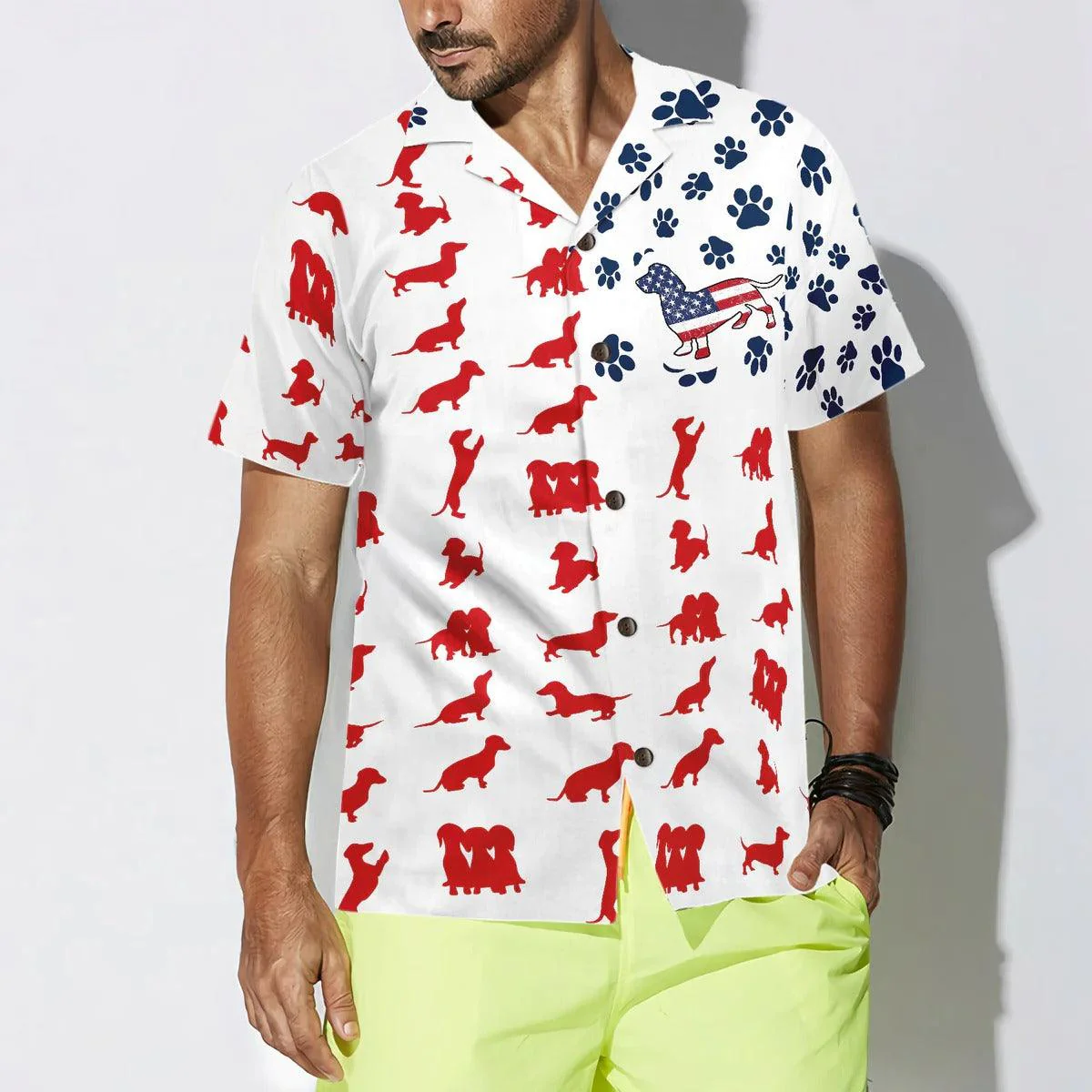 Dachshund Hawaiian Shirt, American Flag Hawaiian Shirt - Perfect Gift For Dachshund Lover, Friend, Family - Image 4