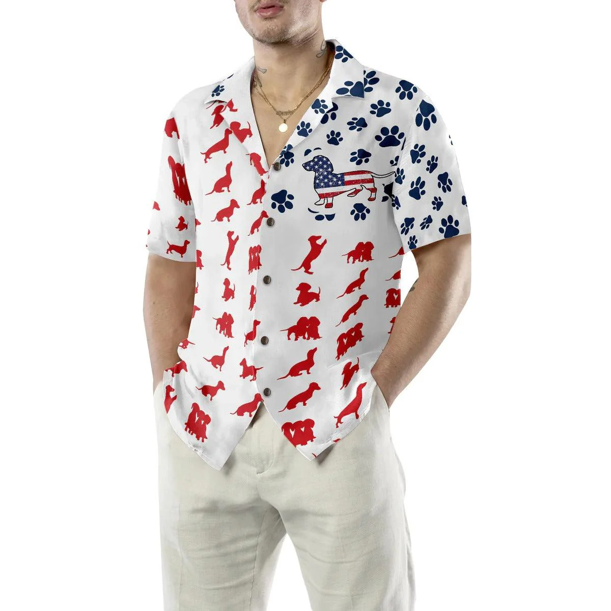 Dachshund Hawaiian Shirt, American Flag Hawaiian Shirt - Perfect Gift For Dachshund Lover, Friend, Family - Image 5