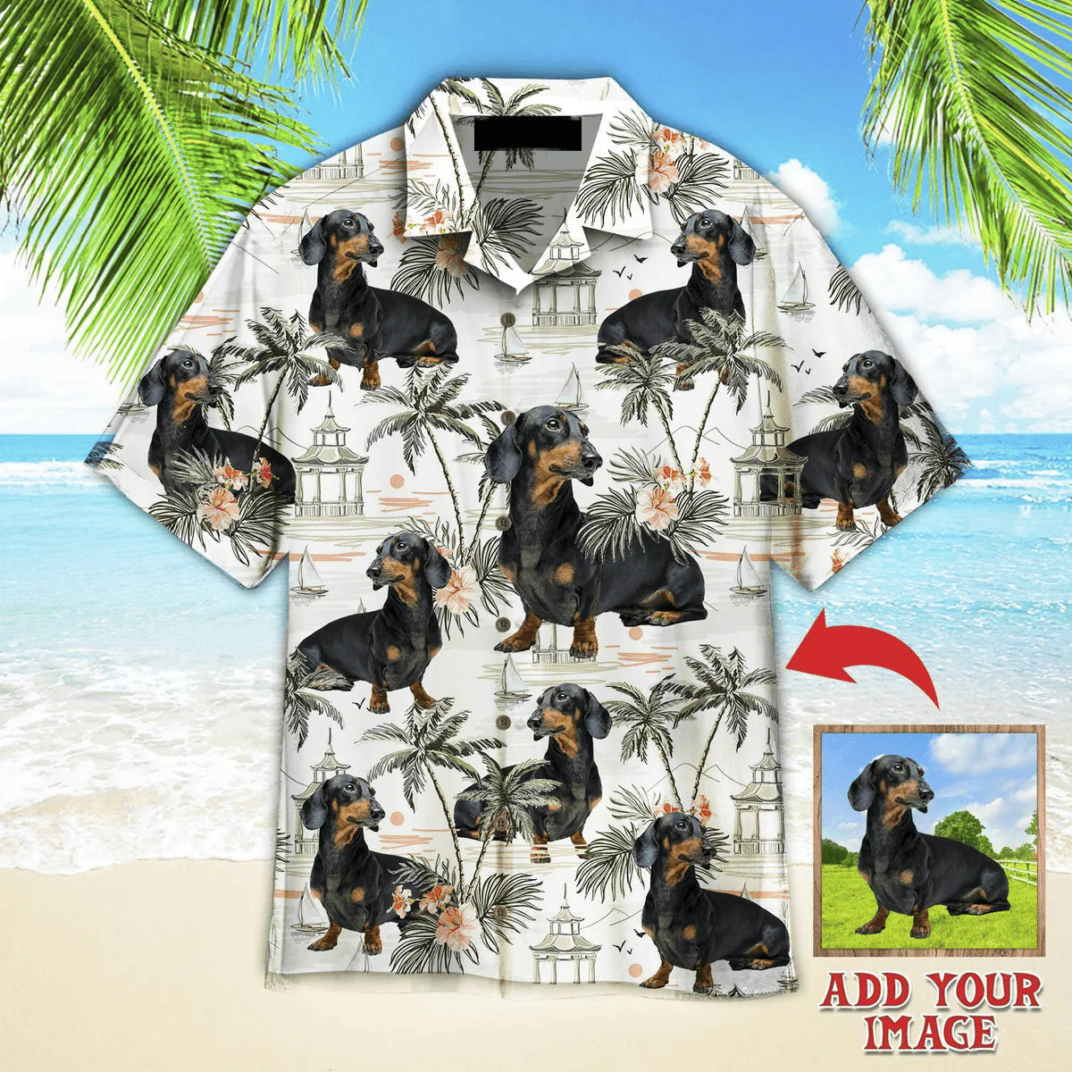 Dachshund Hawaiian Shirt Custom Photo, Dog Summer Beach Surfing Personalized Hawaiian Shirt - Perfect Gift For Dachshund Lovers, Family, Friends