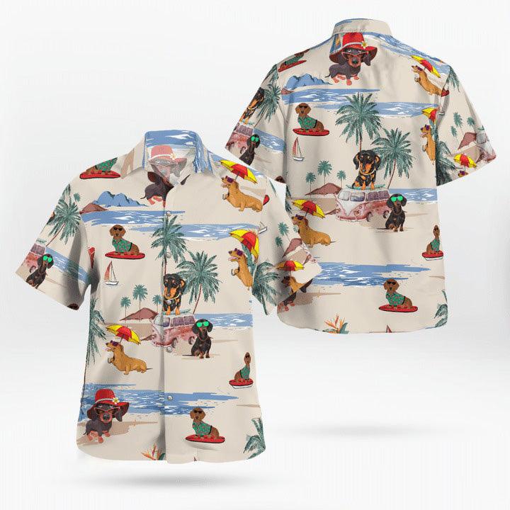 Dachshund Hawaiian Shirt, Dachshund Beach Pattern Hawaiian Shirt, Dachshund Aloha Shirt For Summer - Perfect Gift For Men, Women, Dog Lover, Friend